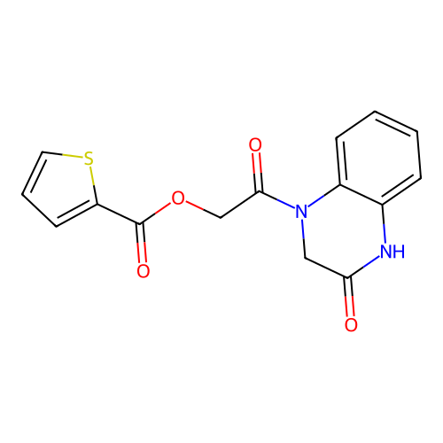 [2-Oxo-2-(3-oxo-2,4-dihydroquinoxalin-1-yl)ethyl] thiophene-2-carboxylate structure