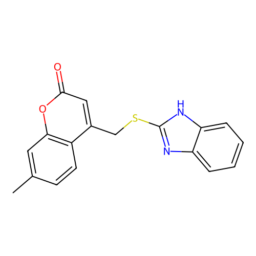 4-[(1H-1,3-benzodiazol-2-ylsulfanyl)methyl]-7-methyl-2H-chromen-2-one structure