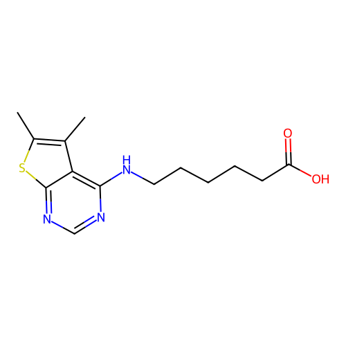 6-[(5,6-Dimethylthieno[2,3-d]pyrimidin-4-yl)amino]hexanoic acid structure
