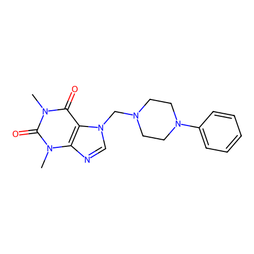 1,3-dimethyl-7-((4-phenylpiperazin-1-yl)methyl)-1H-purine-2,6(3H,7H)-dione structure