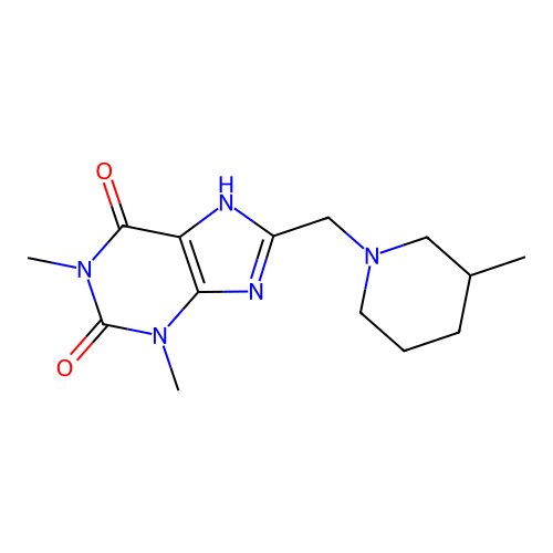 1,3-Dimethyl-8-[(3-methylpiperidyl)methyl]-1,3,7-trihydropurine-2,6-dione structure