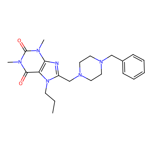 8-[(4-Benzylpiperazin-1-yl)methyl]-1,3-dimethyl-7-propylpurine-2,6-dione structure