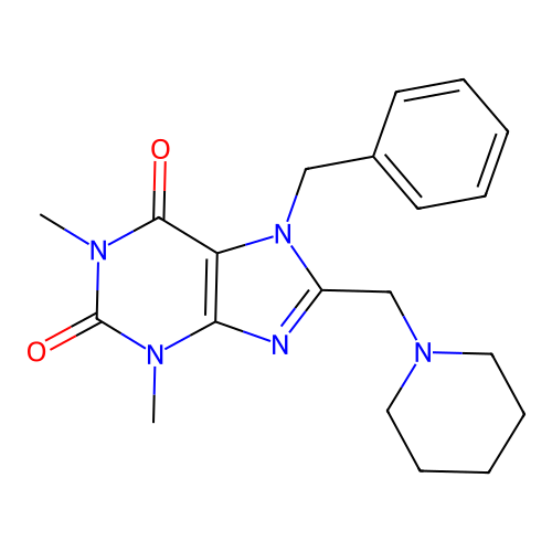 7-Benzyl-1,3-dimethyl-8-piperidin-1-ylmethyl-3,7-dihydro-purine-2,6-dione structure