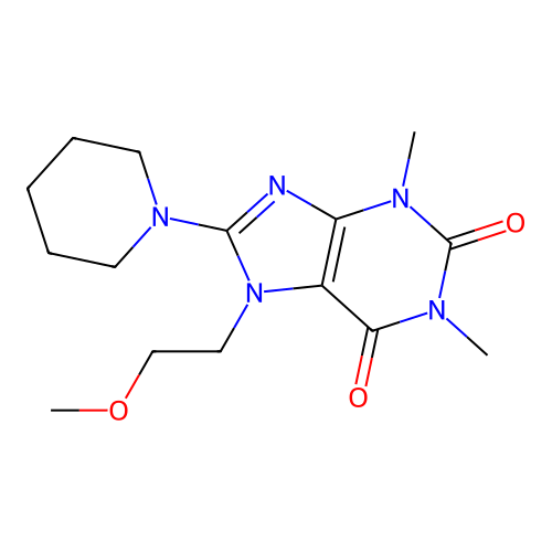 7-(2-methoxyethyl)-1,3-dimethyl-8-(piperidin-1-yl)-1H-purine-2,6(3H,7H)-dione structure