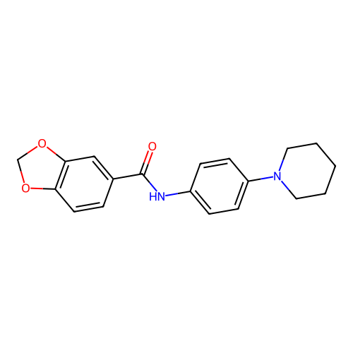 N-(4-piperidin-1-ylphenyl)-1,3-benzodioxole-5-carboxamide structure