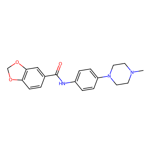 N-[4-(4-methylpiperazin-1-yl)phenyl]-1,3-benzodioxole-5-carboxamide structure
