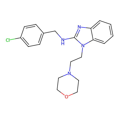 N-(4-chlorobenzyl)-1-[2-(morpholin-4-yl)ethyl]-1H-benzimidazol-2-amine structure