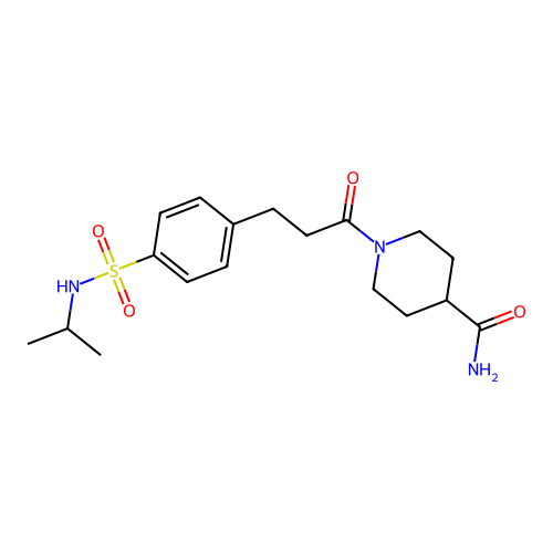 1-[3-[4-(Propan-2-ylsulfamoyl)phenyl]propanoyl]piperidine-4-carboxamide structure