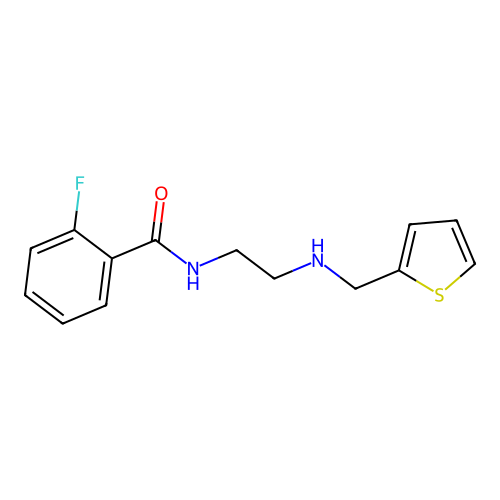 2-fluoro-N-{2-[(thiophen-2-ylmethyl)amino]ethyl}benzamide structure