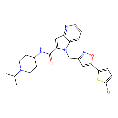 1h-pyrrolo[3,2-b]pyridine-2-carboxamide,1-[[5-(5-chloro-2-thienyl)-3-isoxazolyl]methyl]-n-[1-(1-methylethyl)-4-piperidinyl]- structure