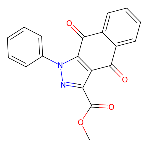 Methyl 4,9-dioxo-1-phenylbenzo[f]indazole-3-carboxylate structure