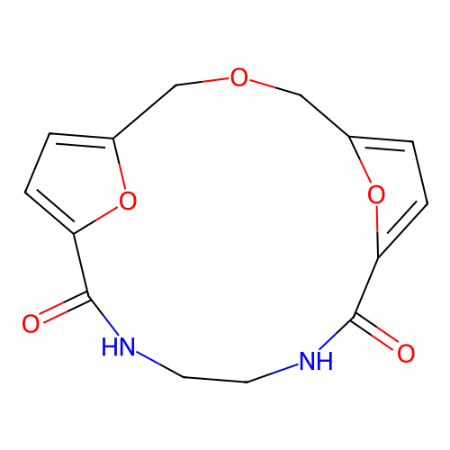 1,4,7-Trioxa-10,13-diazadifuro(2,1,5-a,o:2,1,5-f,g)cyclopentadecane-9,14-dione structure
