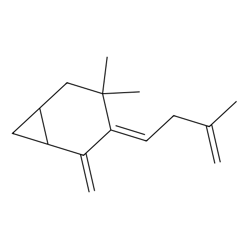4,4-Dimethyl-3-(3-methylbut-3-enylidene)-2-methylenebicyclo(4.1.0)heptane structure
