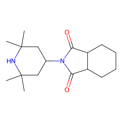 Hexahydro-N-(2,2,6,6-tetramethyl-4-piperidyl)phthalimide structure