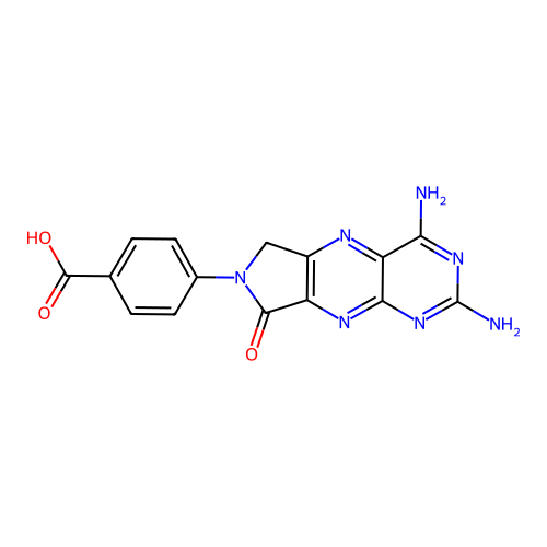 4-(2,4-diamino-8-oxo-6H-pyrrolo[3,4-g]pteridin-7-yl)benzoic acid structure