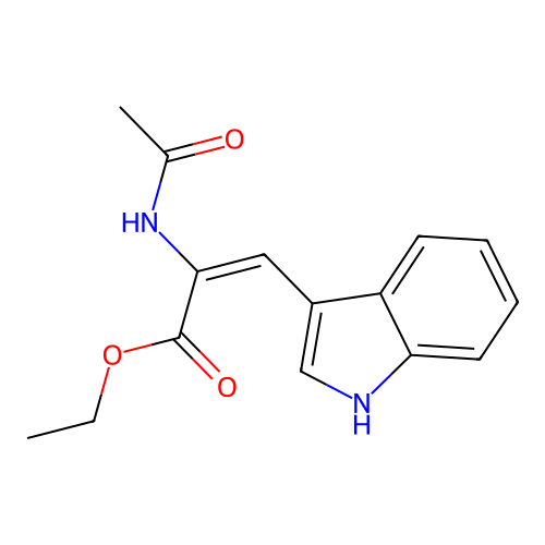 ethyl (E)-2-acetamido-3-(1H-indol-3-yl)prop-2-enoate structure