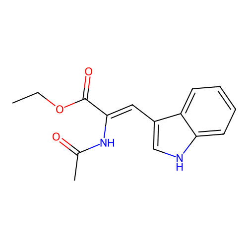 2-Acetylamino-3-(1H-indol-3-yl)-acrylic acid ethyl ester structure