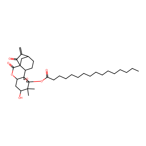 (6-Hydroxy-7,7-dimethyl-17-methylidene-2,18-dioxo-3,10-dioxapentacyclo[14.2.1.01,13.04,12.08,12]nonadecan-9-yl) hexadecanoate structure