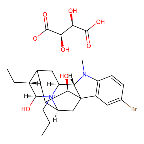 10-Bromo-17,21-dihydroxy-4-propylajmalan-4-ium 3-carboxy-2,3-dihydroxypropanoate structure