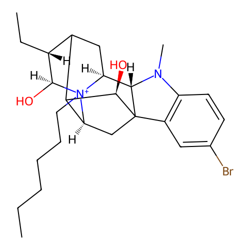 10-Bromo-4-hexyl-17,21-dihydroxyajmalan-4-ium structure