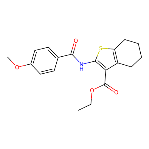 ethyl 2-[(4-methoxybenzoyl)amino]-4,5,6,7-tetrahydro-1-benzothiophene-3-carboxylate structure