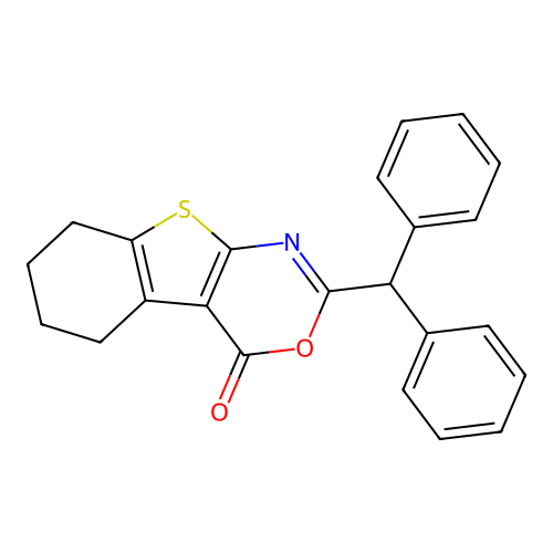 2-Benzhydryl-5,6,7,8-tetrahydro-[1]benzothiolo[2,3-d][1,3]oxazin-4-one structure