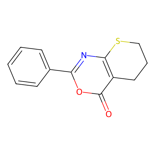 2-Phenyl-6,7-dihydro-4H,5H-thiopyrano[2,3-d][1,3]oxazin-4-one structure