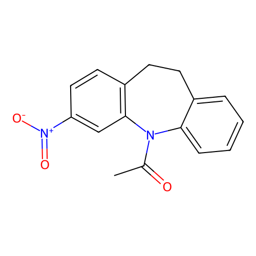 5-Acetyl-10,11-dihydro-3-nitro-5H-dibenz(b,f)azepine structure