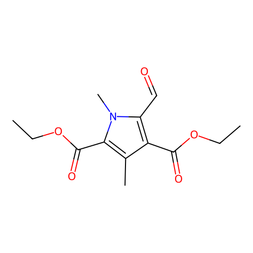 Diethyl 5-formyl-1,3-dimethyl-1H-pyrrole-2,4-dicarboxylate structure