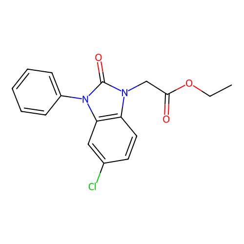 1H-Benzimidazole-1-acetic acid, 2,3-dihydro-5-chloro-2-oxo-3-phenyl-, ethyl ester structure