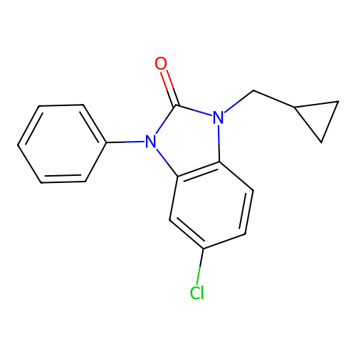 2H-Benzimidazol-2-one, 1,3-dihydro-5-chloro-1-(cyclopropylmethyl)-3-phenyl- structure