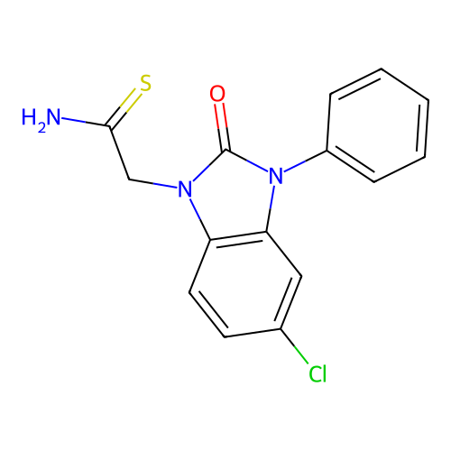 1H-Benzimidazole-1-ethanethioamide, 2,3-dihydro-5-chloro-2-oxo-3-phenyl- structure