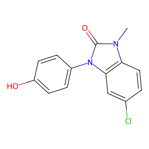 2H-Benzimidazol-2-one, 1,3-dihydro-5-chloro-3-(4-hydroxyphenyl)-1-methyl- structure