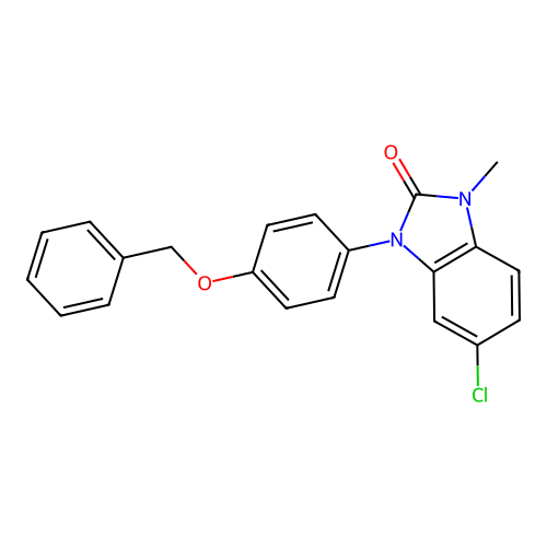 2H-Benzimidazol-2-one, 1,3-dihydro-5-chloro-1-methyl-3-(4-(phenylmethoxy)phenyl)- structure