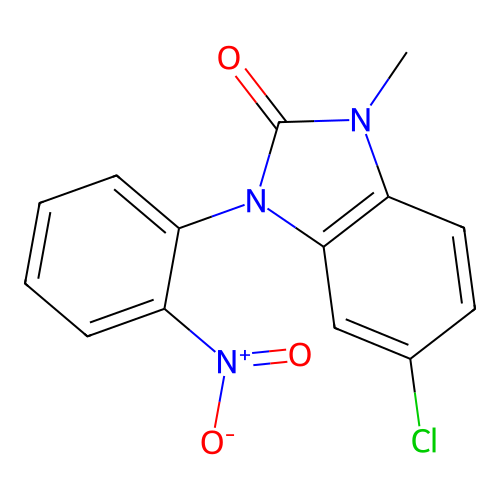 2H-Benzimidazol-2-one, 1,3-dihydro-5-chloro-1-methyl-3-(2-nitrophenyl)- structure