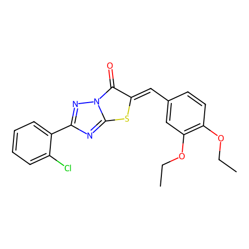 (Z)-2-(2-chlorophenyl)-5-(3,4-diethoxybenzylidene)thiazolo[3,2-b][1,2,4]triazol-6(5H)-one structure