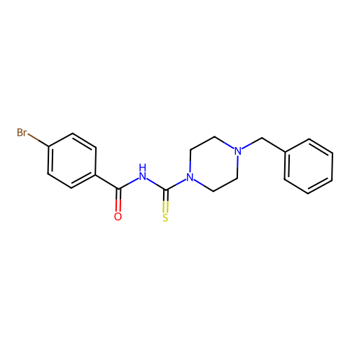 N-[(4-benzylpiperazin-1-yl)carbonothioyl]-4-bromobenzamide structure