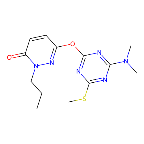 6-((4-(dimethylamino)-6-(methylthio)-1,3,5-triazin-2-yl)oxy)-2-propylpyridazin-3(2H)-one structure