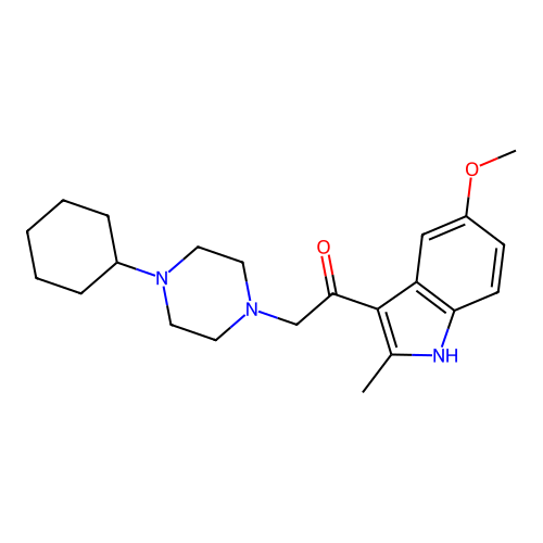 2-(4-cyclohexylpiperazin-1-yl)-1-(5-methoxy-2-methyl-1H-indol-3-yl)ethanone structure