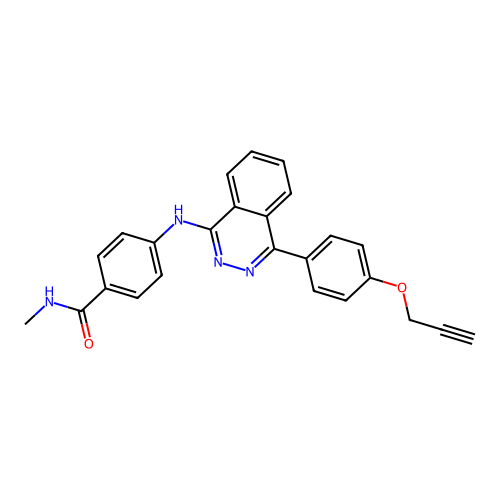 N-methyl-4-((4-(4-(prop-2-yn-1-yloxy)phenyl)phthalazin-1-yl)amino)benzamide structure