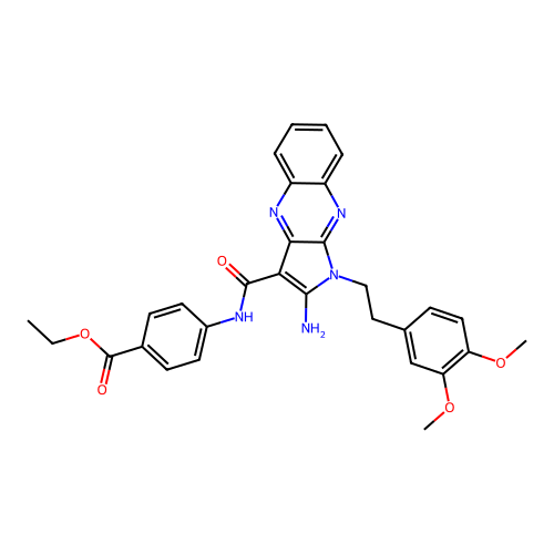 ethyl 4-(2-amino-1-(3,4-dimethoxyphenethyl)-1H-pyrrolo[2,3-b]quinoxaline-3-carboxamido)benzoate structure