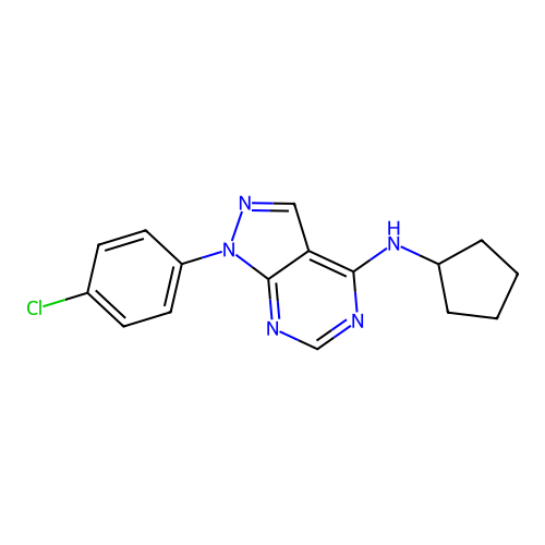 1-(4-chlorophenyl)-N-cyclopentyl-1H-pyrazolo[3,4-d]pyrimidin-4-amine structure