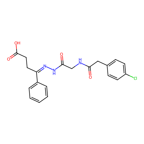 4-({2-[2-(4-Chloro-phenyl)-acetylamino]-acetyl}-hydrazono)-4-phenyl-butyric acid structure