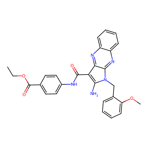 ethyl 4-(2-amino-1-(2-methoxybenzyl)-1H-pyrrolo[2,3-b]quinoxaline-3-carboxamido)benzoate structure