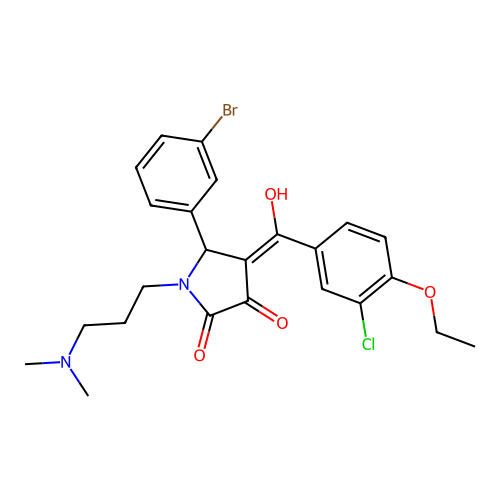 (4E)-5-(3-bromophenyl)-4-[(3-chloro-4-ethoxyphenyl)-hydroxymethylidene]-1-[3-(dimethylamino)propyl]pyrrolidine-2,3-dione structure