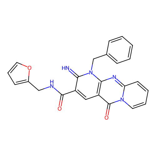 7-benzyl-N-[(furan-2-yl)methyl]-6-imino-2-oxo-1,7,9-triazatricyclo[8.4.0.0^{3,8}]tetradeca-3(8),4,9,11,13-pentaene-5-carboxamide structure