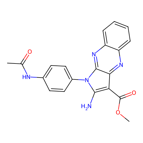 Methyl 1-(4-acetamidophenyl)-2-aminopyrrolo[3,2-b]quinoxaline-3-carboxylate structure