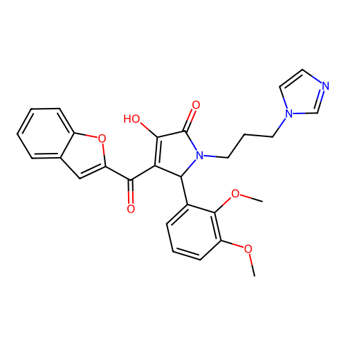1-(3-(1H-imidazol-1-yl)propyl)-4-(benzofuran-2-carbonyl)-5-(2,3-dimethoxyphenyl)-3-hydroxy-1H-pyrrol-2(5H)-one structure