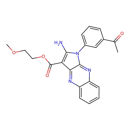 2-methoxyethyl 1-(3-acetylphenyl)-2-amino-1H-pyrrolo[2,3-b]quinoxaline-3-carboxylate structure