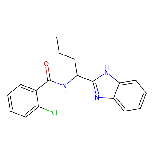 N-[1-(1H-benzimidazol-2-yl)butyl]-2-chlorobenzamide structure